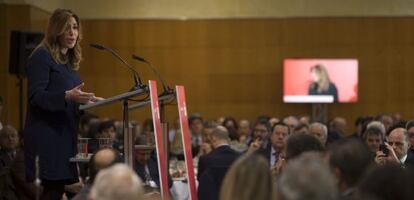 Susana D&iacute;az, esta ma&ntilde;ana en M&aacute;laga.