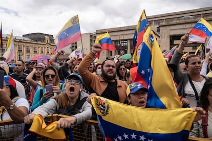 Venezolanos en Bogotá protestan ante el triunfo de Nicolás Maduro