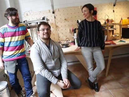 Llorente, Paya y Rodríguez, antes de la presentación de la segunda temporada de Hirikilabs.