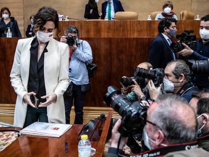 Isabel Diaz Ayuso en la Sesión de control Asamblea de Madrid, el 17 de febrero de 2022.