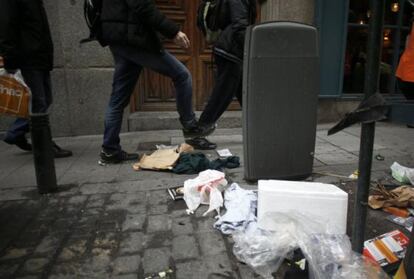 En la imagen, basuras en una calle del centro de Madrid.