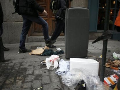 En la imagen, basuras en una calle del centro de Madrid.