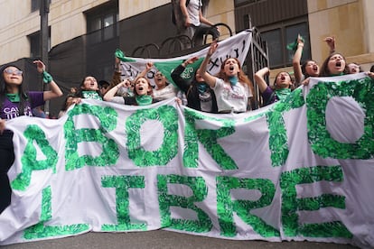 Una protesta a favor del aborto legal en Bogotá, el pasado 2 de marzo.