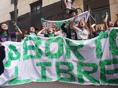 Protesto a favor do aborto livre em Bogotá, em 2 de março.