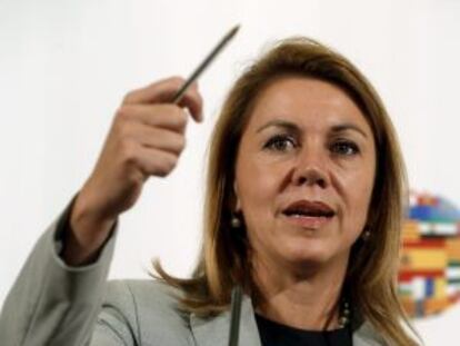 Cospedal, durante la rueda de prensa tras la V Conferencia de Presidentes.