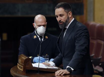 Vox leader Santiago Abascal addressing Congress on Wednesday. 