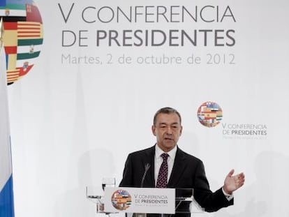 El presidente de Canarias, Paulino Rivero, en la V Conferencia de Presidentes. 
