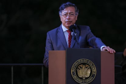 Gustavo Petro durante la Conmemoración 215 años del Ejército Nacional en Puente de Boyacá, Colombia, el 14 de agosto 2025.
