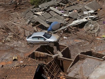 &Aacute;rea de Mariana afetada pelo rompimento de barragem da mineradora Samarco.