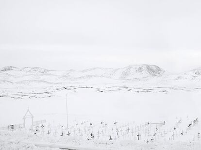 Cemitério de Ilulissat, na Groenlândia. Com menos de 60.000 habitantes, a ilha é uma região autônoma da Dinamarca.