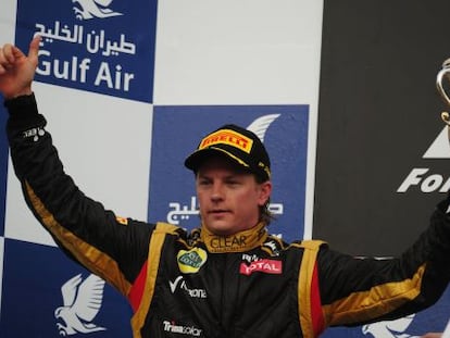 Raikkonen, en el podio del GP de Bahréin.