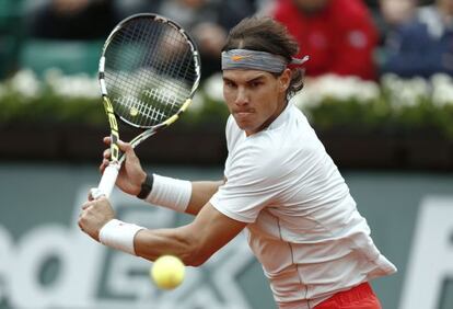 Rafael Nadal, durante su partido contra Martin Klizan. 