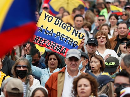 Protesta contra el Gobierno de Gustavo Petro en Bogotá, el 29 de octubre.