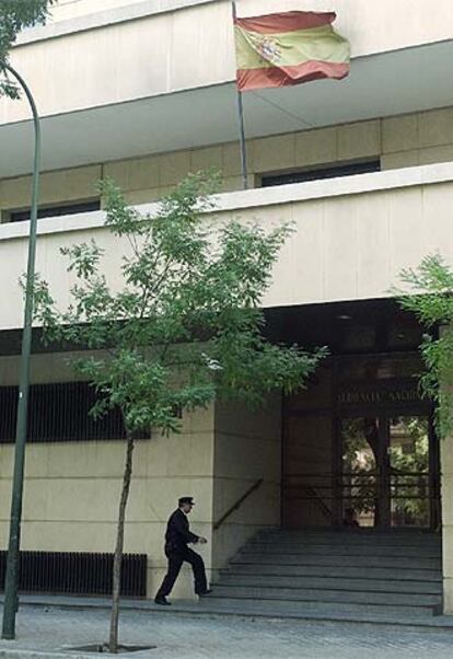 Entrada de la sede de la Audiencia Nacional, en Madrid.