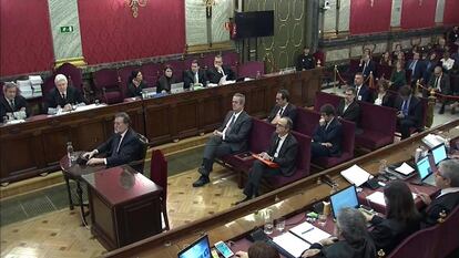 Imagen de la señal institucional del Tribunal Supremo, este miércoles en el juicio del 'procés'. 