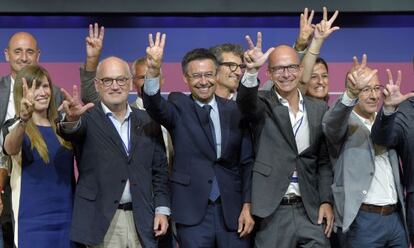 Bartomeu i el seu equip, després del triomf.