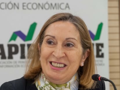 La Ministra de Fomento, Ana Pastor, durante su intervención.