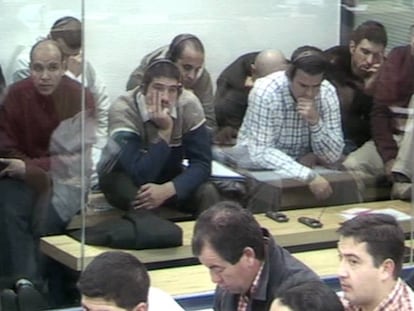 Algunos de los procesados por los atentados del 11-M durante una de las sesiones del juicio