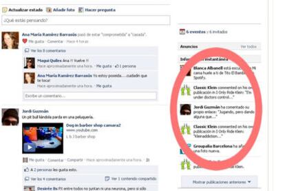 La página principal de Facebook muestra, a la derecha, la nueva barra de titulares.