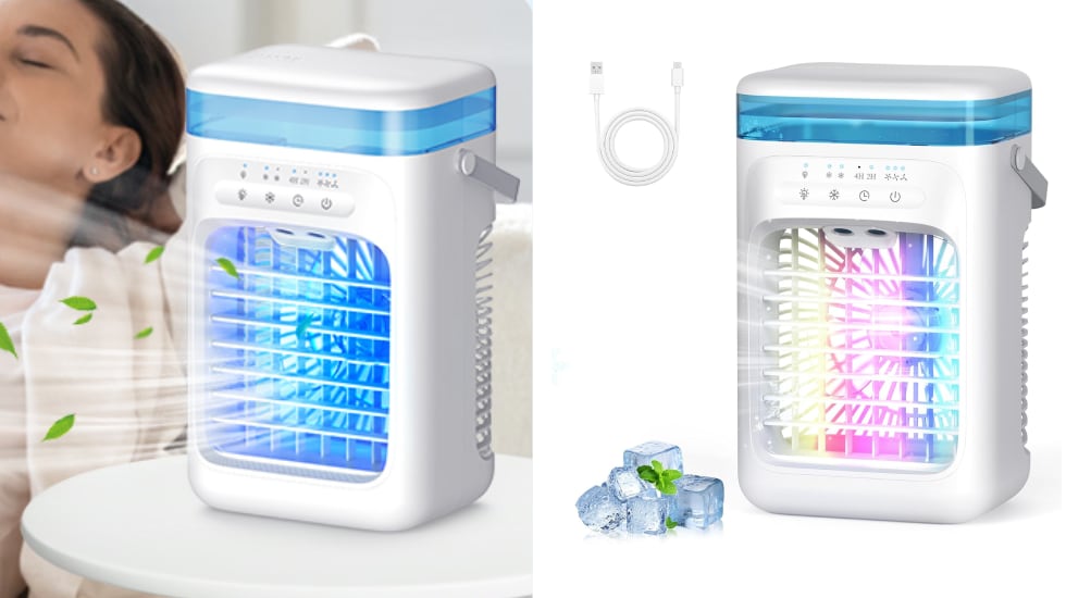 Aire acondicionado mini con siete luces led.