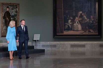 Emmanuel y Brigitte Macron, el miércoles en el Museo del Prado.