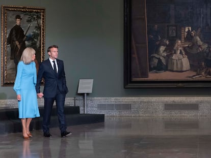 Emmanuel y Brigitte Macron, el miércoles en el Museo del Prado.