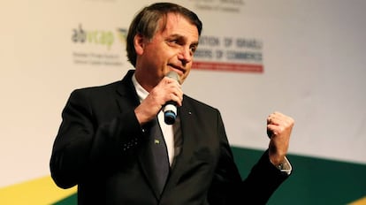 El presidente de Brasil, Jair Bolsonaro, durante un acto en Jerusalén.