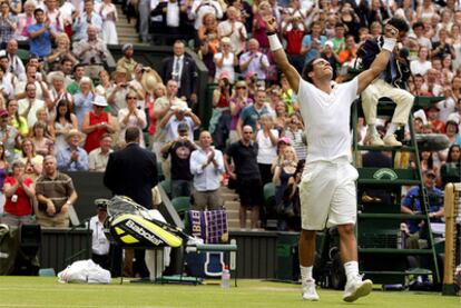 Rafa Nadal celebra su triunfo ante el holandés Haase