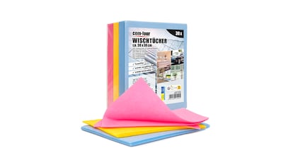 Ofertas de primavera productos de limpieza sobre fondo blanco.