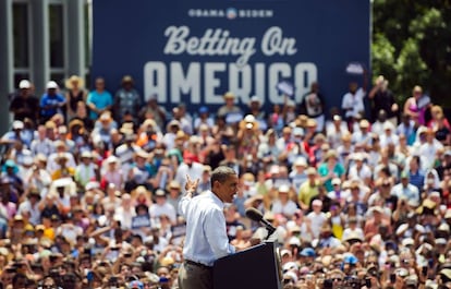 Barack Obama, en un mitin en Pittsburgh, en 2012.