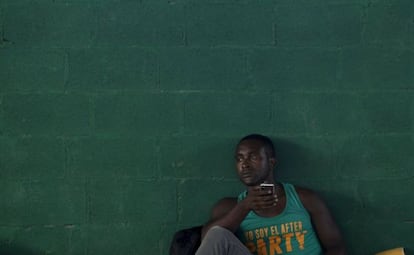 A Cuban man rests at a refugee center in Costa Rica.