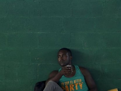 A Cuban man rests at a refugee center in Costa Rica.