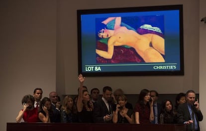 Subasta del cuadro &#039;Nu couch&eacute;&#039; el martes en Christie&#039;s. 