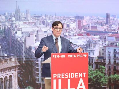 Salvador Illa en un acto telemático durante la campaña electoral catalana.