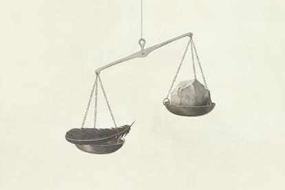 Illustration of balance minimal concept, scales of justice