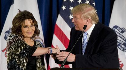 Palin e Trump, em encontro na última terça em Iowa.