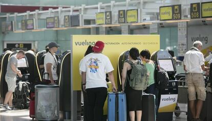 El área de facturación de Vueling del aeropuerto del Prado de Barcelona.