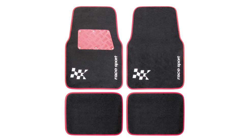 Set de alfombrillas 'racing' con talonera en aluminio.
