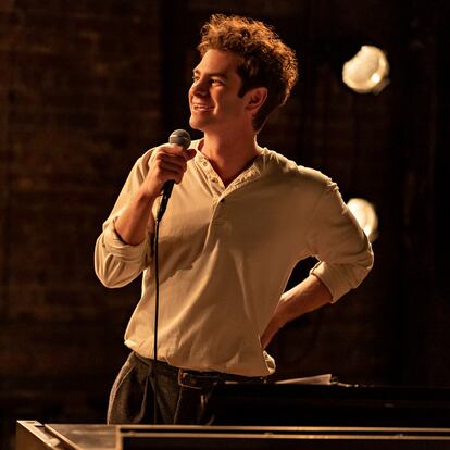 This image released by Netflix shows Andrew Garfield in a scene from "Tick, Tick...Boom!" (Macall Polay/Netflix via AP)