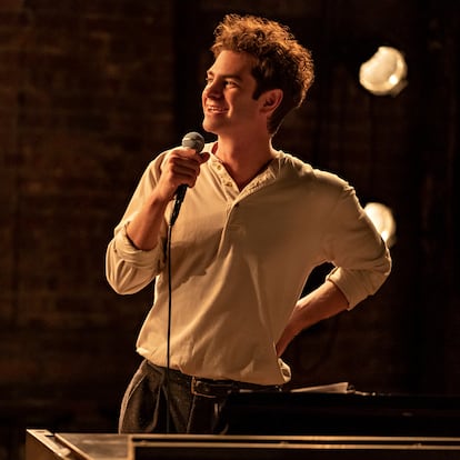 This image released by Netflix shows Andrew Garfield in a scene from "Tick, Tick...Boom!" (Macall Polay/Netflix via AP)