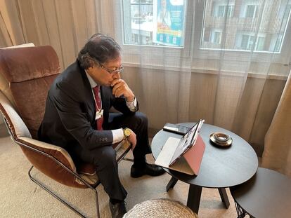 El presidente de Colombia, Gustavo Petro, durante el Foro Económico Mundial, en Davos, Suiza, el 18 de enero de 2023.