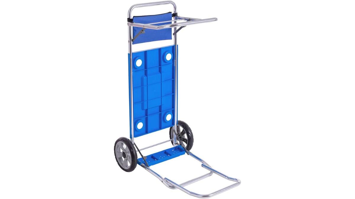 Este carro para la playa es plegable y compacto.