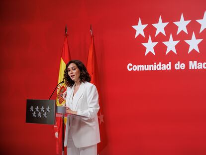 La presidenta de la Comunidad de Madrid, Isabel Díaz Ayuso, en la Real Casa de Correos el 26 de junio.