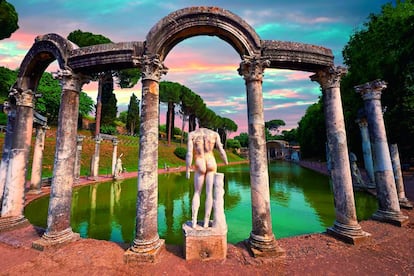 El Serapeum de villa Adriana, uno de los tres grandes jardines de Tívoli. 