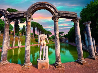 El Serapeum de villa Adriana, uno de los tres grandes jardines de Tívoli. 