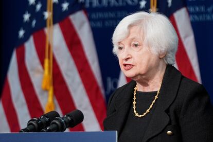 La secretaria del Tesoro, Janet Yellen, en un acto del mes pasado en Washington.