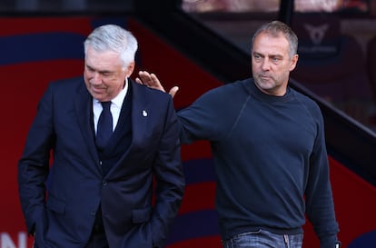 Ancelotti y Flick, momentos antes del inicio del partido.