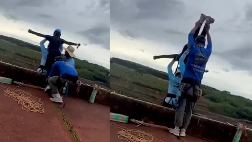 El momento en el que una mujer fue accidentalmente lanzada