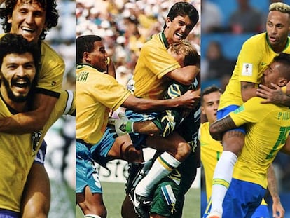 Seleções brasileiras de 1982, 1994 e 2018.