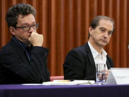 Alejandro Valencia, Carlos Beristain y Ángela Buitrago, del GIEI.